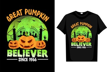 Halloween Great Pumpkin Believer Since 1966 print t shirt