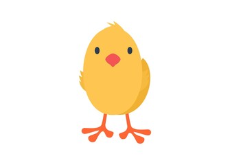 Cute yellow chick. Simple flat illustration.