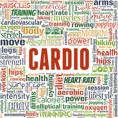 Cardio workout vector illustration word cloud isolated on a white background.
