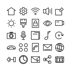 User interface icon set in black color