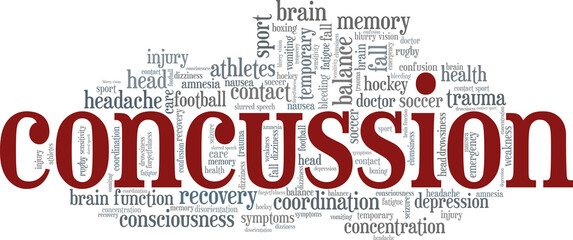 Concussion vector illustration word cloud isolated on a white background.