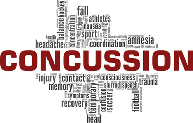 Concussion vector illustration word cloud isolated on a white background.