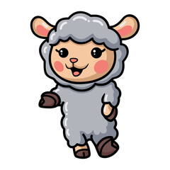 Cute baby sheep cartoon presenting