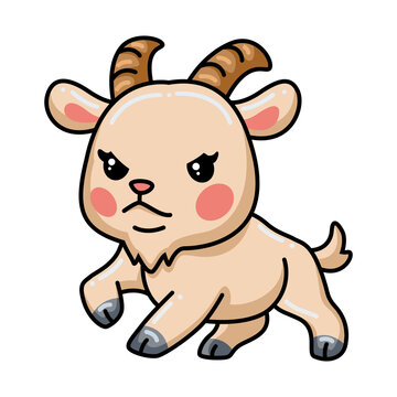 Cute angry baby goat cartoon