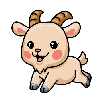 Cute baby goat cartoon running