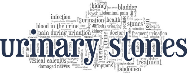 Urinary Stones vector illustration word cloud isolated on a white background.