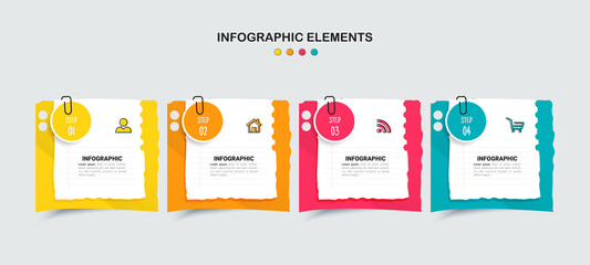Business Infographic with note paper design vector.