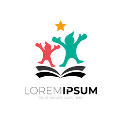 Education logo with children design vector