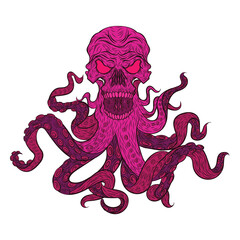 octopus with a skull pink