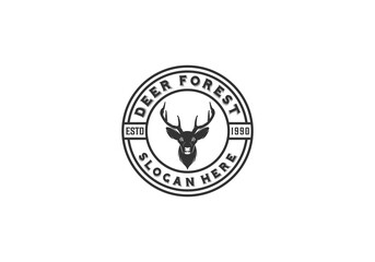 deer forest logo template , vector in white background