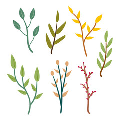 cute collection set of cartoon leaves