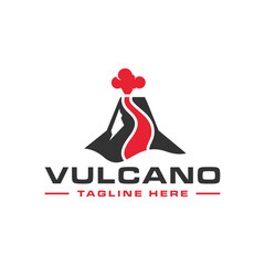 volcano logo, hot lava and caldera