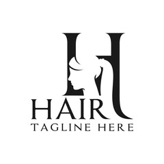 haircut salon illustration logo with letter H