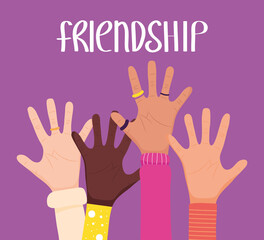 friendship hands raised