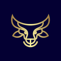 bull's head outline gold illustration logo