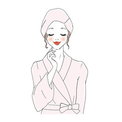 バスローブ姿の可愛い女性