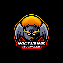 Vector Logo Illustration Owl E Sport and Sport Style.