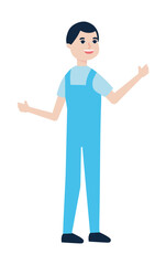 happy worker standing