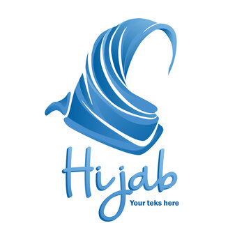 elegant modern hijab logo in blue. illustration vector
