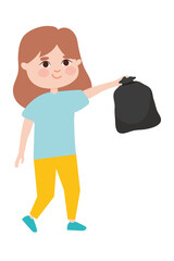 woman with trash bag