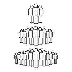 Small, medium and large group of people. Male people crowd line icon. Vector illustration