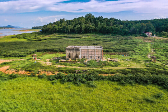 Vajiralongkorn, Wat Saam Prasob, the Sunken drowning Temple in Sangkhlaburi in Kanchanaburi, Thailand