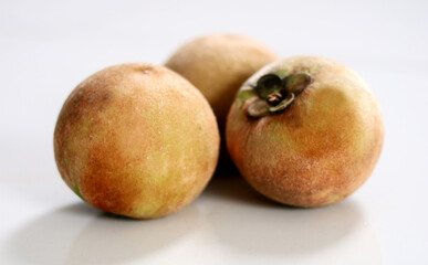 Velvet apple fruit or bisbul on white background.