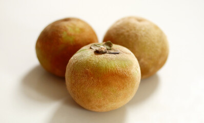 Velvet apple fruit or bisbul on white background.
