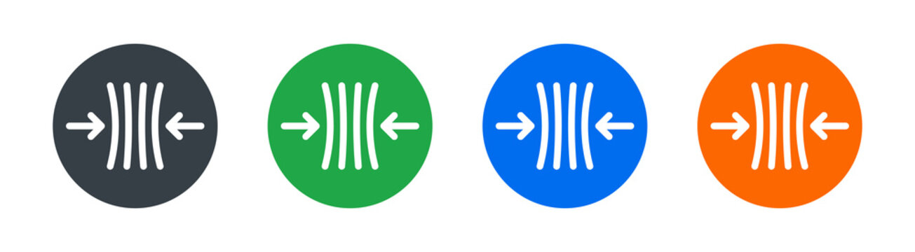 Arrow squeeze to smaller size icon button sign. Compress and collapse concept.