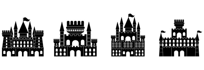 castle icon set vector sign symbol illustrations