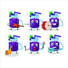 Cartoon character of grapes smoothie playing some musical instruments. Vector illustration