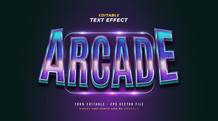 Naklejka na ściany i meble Colorful Arcade Text in Retro and Game Style with 3D and Glossy Effect. Editable Text Style Effect