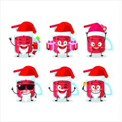 Santa Claus emoticons with strawberry smoothie cartoon character. Vector illustration