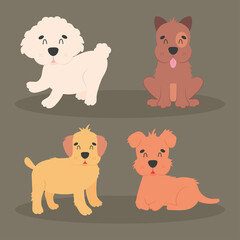 cute dogs icon set