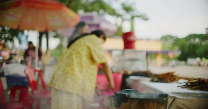 Street Food Stall Along The Siem Reap River in Siem Reap, Cambodia