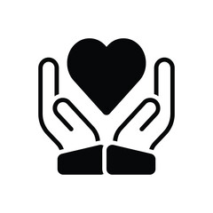 Black solid icon for carefully