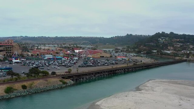 Vehicles Parked At San Diego County Fair At The Del Mar Fairgrounds - Aerial Drone Shot