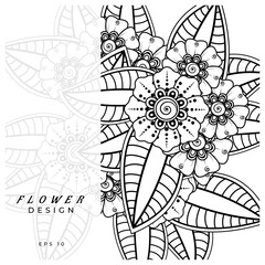 Mehndi flower for henna, mehndi, tattoo, decoration. decorative ornament in ethnic oriental style. doodle ornament. coloring book page.