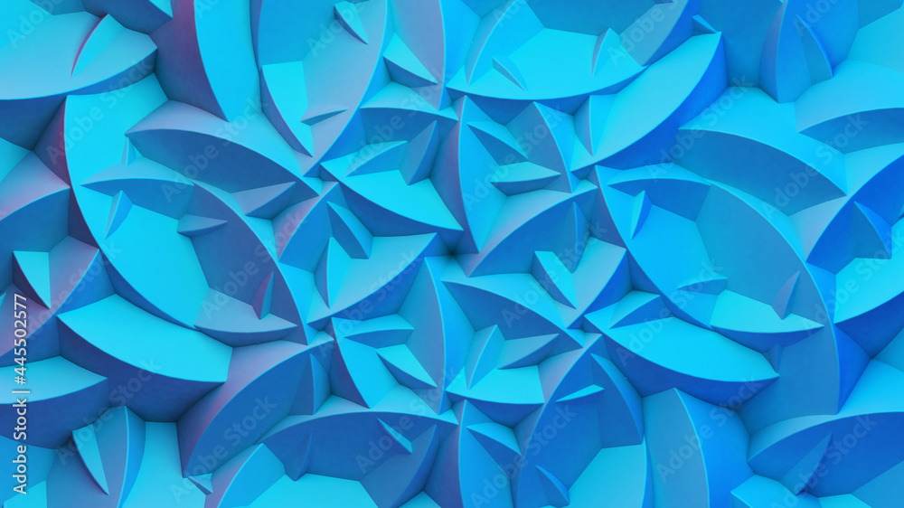 Aufkleber Scientific or technology abstractions with grid surface and surreal symmetric structure or ornament. Abstract background with blue fluorescent and vibrant tech structure. 3D illustration.