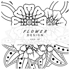 Mehndi flower for henna, mehndi, tattoo, decoration. decorative ornament in ethnic oriental style. doodle ornament. coloring book page.