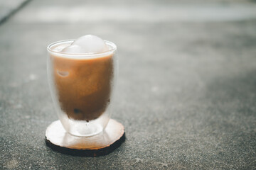 Iced Mocha coffee in a transparent double layer cup