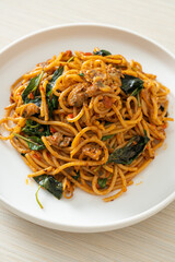 Stir Fried Spaghetti with Clam and Chilli Paste