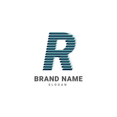 letter R optic illusion logo, trendy glitch alphabet brand