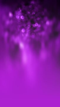 Abstract purple Vertical copy space background loop template with defocused bokeh glints. Elegant 3D animation concept for announcement inserts and social media video blog or festive presentation.