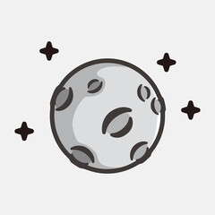 Grey moon and stars cartoon illustration colorful design vector
