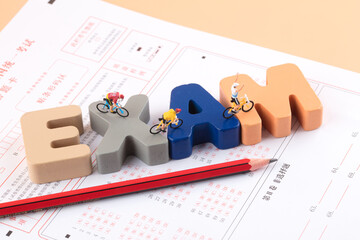 Struggle hard for college entrance examination concept miniature scene