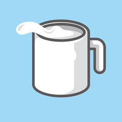 Simple design of mug and milk fun cartoon style illustration colorful design vector