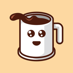 Simple design of mug and milk fun cartoon style illustration colorful design vector