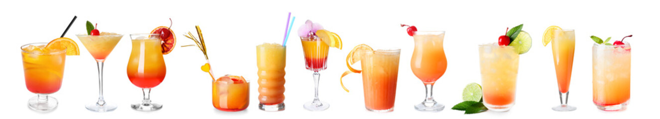 Fresh summer cocktail in glass on white background