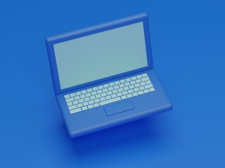 laptop on blue background